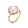 Wholesale Freshwater Pearl Ring Copper Gold Plated With Bird's Nest Design For Women