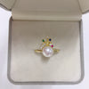 Wholesale Freshwater Pearl Ring Copper 18K Gold Plated Oblate And Round Castle Design