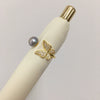 Wholesale Freshwater Pearl Ring Copper 18K Goldfilled Micropaved Zircon Butterfly Oblate Treated Bun Round Style Women