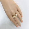 Wholesale Freshwater Pearl Ring Copper 18K Goldfilled Micropaved Zircon Butterfly Oblate Treated Bun Round Style Women