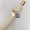 Wholesale Freshwater Pearl Ring Copper 18K Real Gold Electroplating Oblate Treated Round Natural Sea Bebe Mother Butterfly Style
