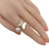 Wholesale Freshwater Pearl Ring Copper 18K Real Gold Electroplating Oblate Treated Round Natural Sea Bebe Mother Butterfly Style