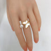 Wholesale Freshwater Pearl Ring Copper 18K Real Gold Electroplating Oblate Treated Round Natural Sea Bebe Mother Butterfly Style