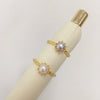 Wholesale Freshwater Pearl Ring Copper 18K Real Gold Plated Oblate Treated Bun Round Fashion