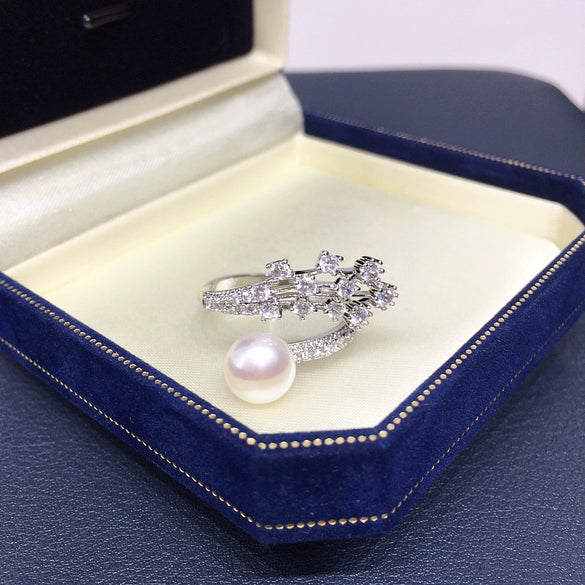 Wholesale Freshwater Pearl Ring Copper Material Flat Round And Bun Round Shape Women's Fashion Jewelry