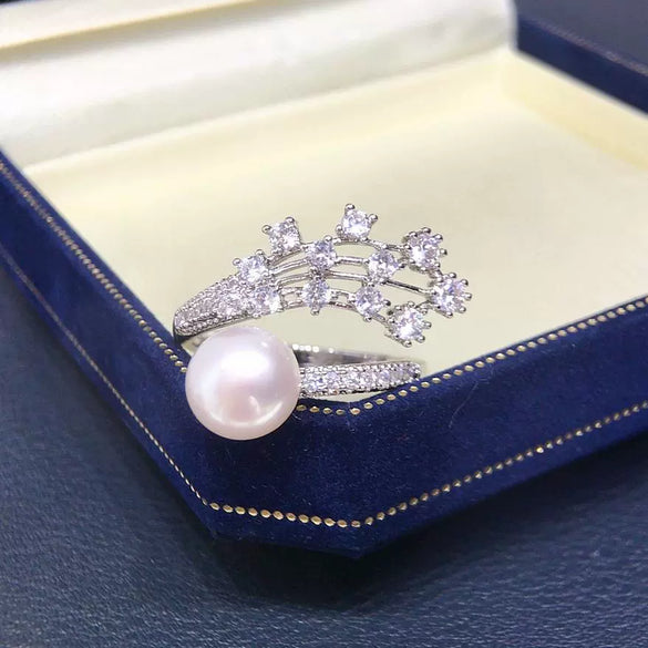 Wholesale Freshwater Pearl Ring Copper Material Flat Round And Bun Round Shape Women's Fashion Jewelry