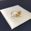 Wholesale Freshwater Pearl Ring Copper Retro Halfwinged Butterfly Style For Women