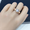 Wholesale Freshwater Pearl Ring Copper Retro Highend French Enamel Open Ring For Women With Flat Round And Bun Round Pearls