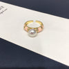 Wholesale Freshwater Pearl Ring Copper Retro Highend French Enamel Open Ring For Women With Flat Round And Bun Round Pearls