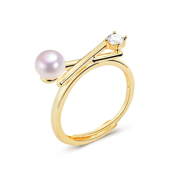 Wholesale Freshwater Pearl Ring K Gold Craft Adjustable For Women Flat Round And Bun Round Shape