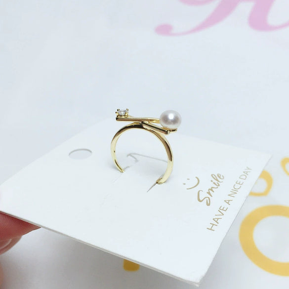 Wholesale Freshwater Pearl Ring K Gold Craft Adjustable For Women Flat Round And Bun Round Shape