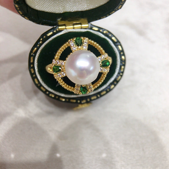Wholesale Freshwater Pearl Ring Natural Freshwater Pearls Copper Material Fashion Style Flat Round And Bun Round Shape