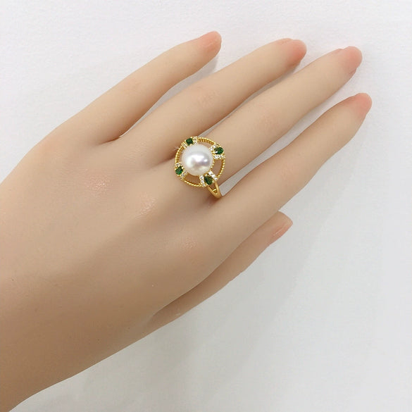 Wholesale Freshwater Pearl Ring Natural Freshwater Pearls Copper Material Fashion Style Flat Round And Bun Round Shape
