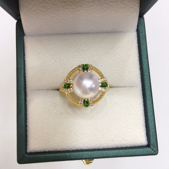 Wholesale Freshwater Pearl Ring Natural Freshwater Pearls Copper Material Fashion Style Flat Round And Bun Round Shape