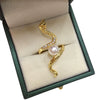 Wholesale Freshwater Pearl Ring Punk Style Copper 18K Gold Electroplated Open Exaggerated Snake Ring For Women