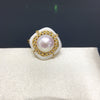 Wholesale Freshwater Pearl Ring Retro Square Geometric Style Copper Women's Hand Accessory