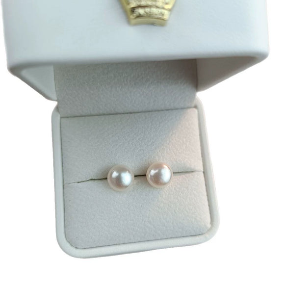 Wholesale Freshwater Pearl S925 Silver Simple Style Steamed Bread Shape Earrings Set With Pearls