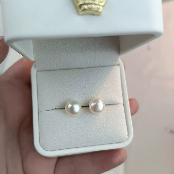 Wholesale Freshwater Pearl S925 Silver Simple Style Steamed Bread Shape Earrings Set With Pearls