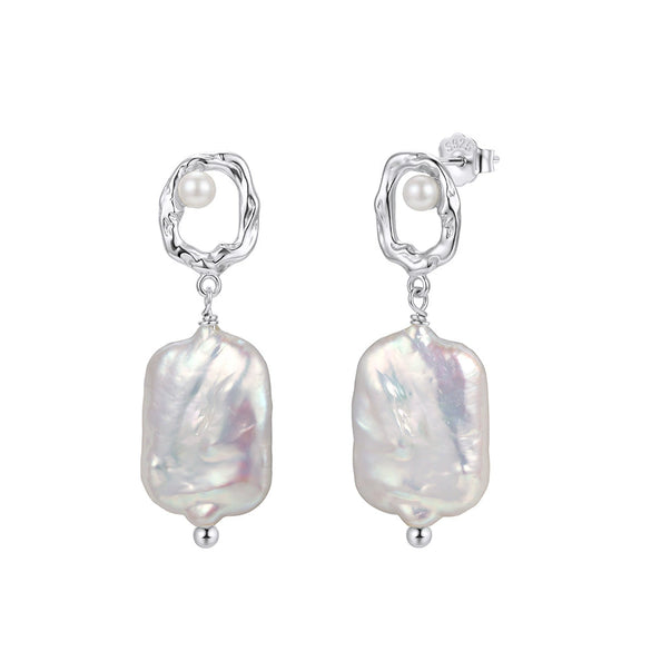 Wholesale Freshwater Pearl 925 Silver Geometric Zirconia Earrings For Women