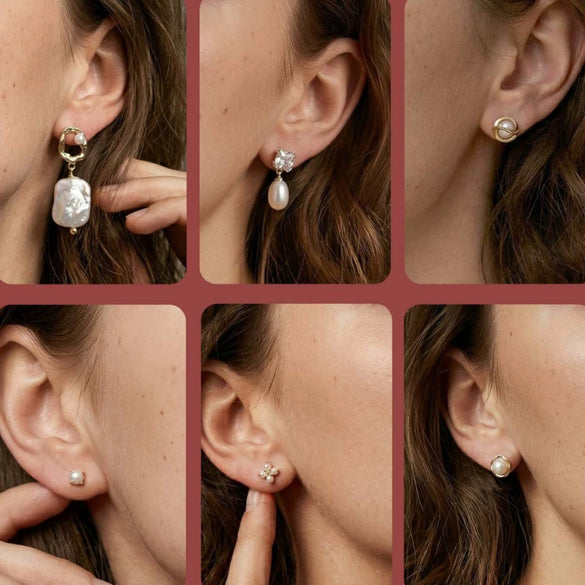 Wholesale Freshwater Pearl 925 Silver Geometric Zirconia Earrings For Women