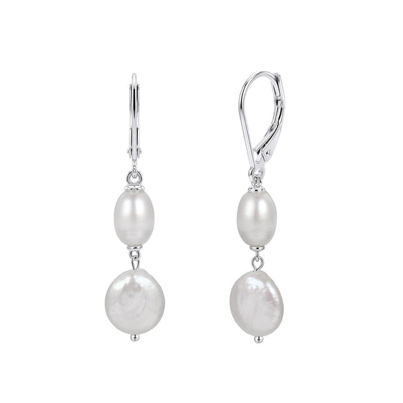 Wholesale Freshwater Pearl 925 Silver Geometric Zirconia Earrings For Women