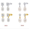 Wholesale Freshwater Pearl 925 Silver Geometric Zirconia Earrings For Women