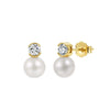 Wholesale Freshwater Pearl 925 Silver Geometric Zirconia Earrings For Women
