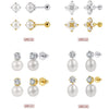 Wholesale Freshwater Pearl 925 Silver Geometric Zirconia Earrings For Women