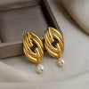 Wholesale Freshwater Pearl Stainless Steel Insect Pattern Real Gold Plated Earrings For Women