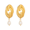 Wholesale Freshwater Pearl Stainless Steel Insect Pattern Real Gold Plated Earrings For Women