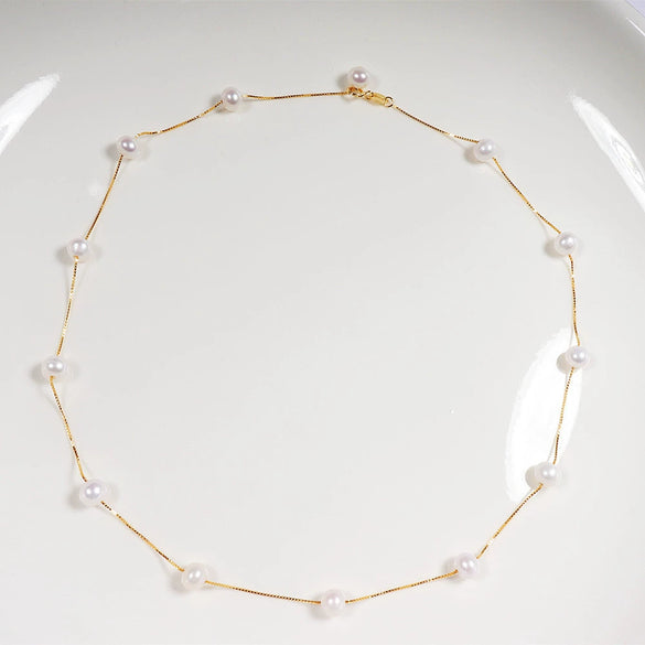 Wholesale Freshwater Pearl Star Necklace For Women In S925 Silver Nearly Round Shape Natural Style