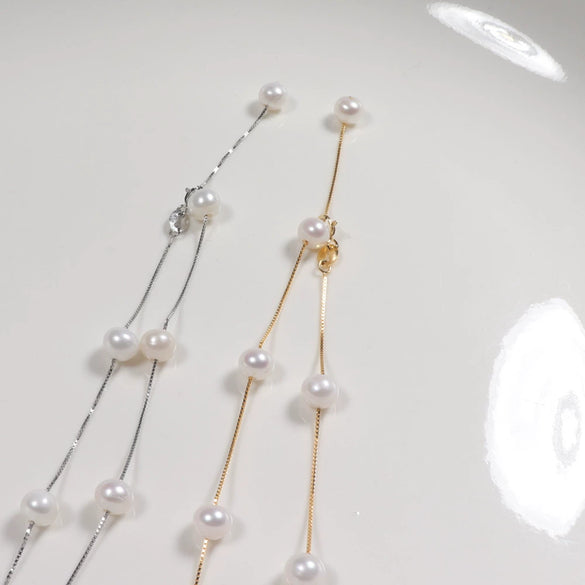 Wholesale Freshwater Pearl Star Necklace For Women In S925 Silver Nearly Round Shape Natural Style