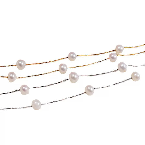 Wholesale Freshwater Pearl Star Necklace For Women In S925 Silver Nearly Round Shape Natural Style