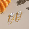 Wholesale Freshwater Pearl Tassel Stainless Steel Women's Earrings With Pvd Furnace Vacuum Real Gold Plating In Minimalist Style