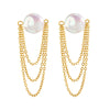 Wholesale Freshwater Pearl Tassel Stainless Steel Women's Earrings With Pvd Furnace Vacuum Real Gold Plating In Minimalist Style