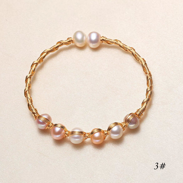 Wholesale Freshwater Pearl Women's Bracelet With Near Circle Shape And Copper Accessories