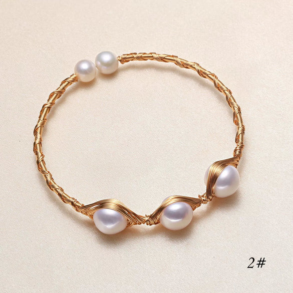 Wholesale Freshwater Pearl Women's Bracelet With Near Circle Shape And Copper Accessories