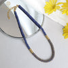 Wholesale Frisbee Beaded Necklace Handmade With Stainless Steel Natural Stone Lapis Lazuli Geometric Style For Women