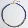 Wholesale Frisbee Beaded Necklace Handmade With Stainless Steel Natural Stone Lapis Lazuli Geometric Style For Women