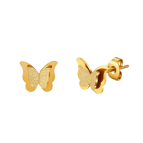 Wholesale Frosted Geometric Butterfly Earrings For Women Titanium Steel 925 Silver Electroplated