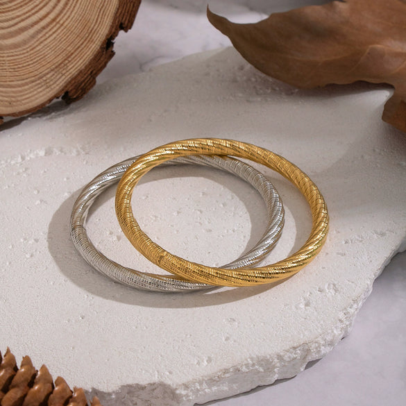 Wholesale Frosted Geometric Plain Circle Electroplated Stainless Steel Bracelet Jewelry For Women