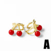 Wholesale Fruit Cherry Ear Clip Copper 18K Gold Plated Earrings