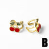 Wholesale Fruit Cherry Shaped Copper Plated Gold Ear Clip Earrings For Women