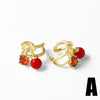 Wholesale Fruit Cherry Shaped Copper Plated Gold Ear Clip Earrings For Women