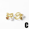 Wholesale Fruit Cherry Shaped Copper Plated Gold Ear Clip Earrings For Women