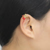 Wholesale Fruit Cherry Shaped Copper Plated Gold Ear Clip Earrings For Women
