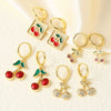 Wholesale Fruit Cherry Style Copper Electroplated Earrings For Women
