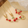 Wholesale Fruit Jewelry Set Copper Cherry Zirconia Design For Women