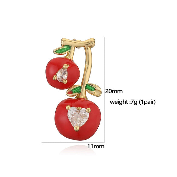 Wholesale Fruit Jewelry Set Copper Cherry Zirconia Design For Women