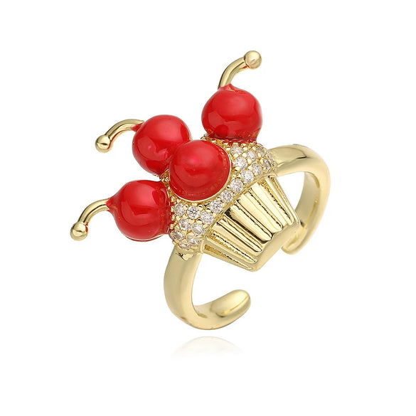 Wholesale Fruit Jewelry Set Copper Cherry Zirconia Design For Women